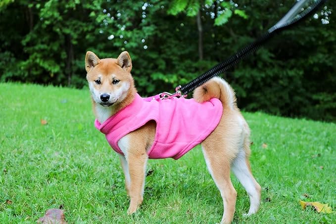 JACKO & CO - Fleece Vest Dog Sweater with Leash Ring - Soft, Warm & Lightweight Pullover Coat for Small & Medium Dogs, Puppies & Cats - Cozy Fall/Winter/Spring Pet Jacket (Pink, Large 10-16lbs)