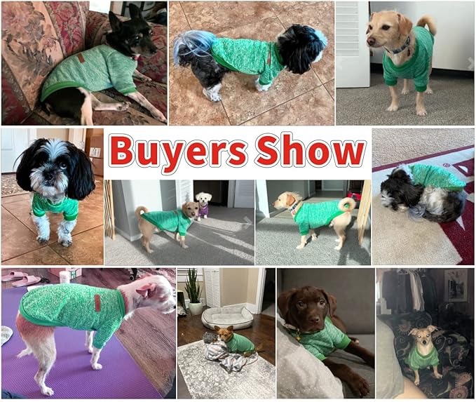 Idepet Pet Dog Classic Knitwear Sweater, Fleece Coat for Small,Medium Dog,Warm Pet Dog Cat Clothes,Soft Puppy Customes (XS, Green)