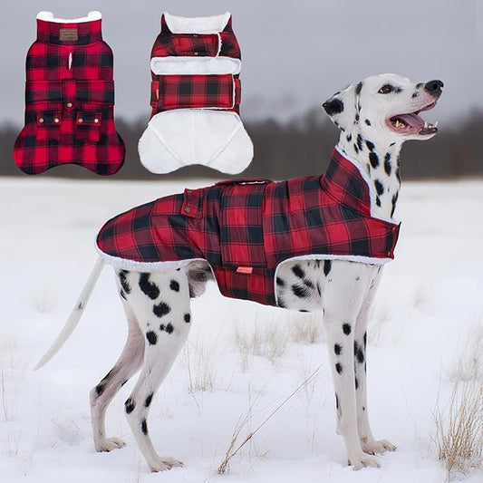 KYEESE Dog Coat Soft Pet Sweater with Leash Hole Windproof Dogs Jacket with Fleece Lined Warm Cat Clothes for Cold Weather Thick Pet Winter Puffer Coat with Pocket Waterproof Dog Coats for Large Dogs