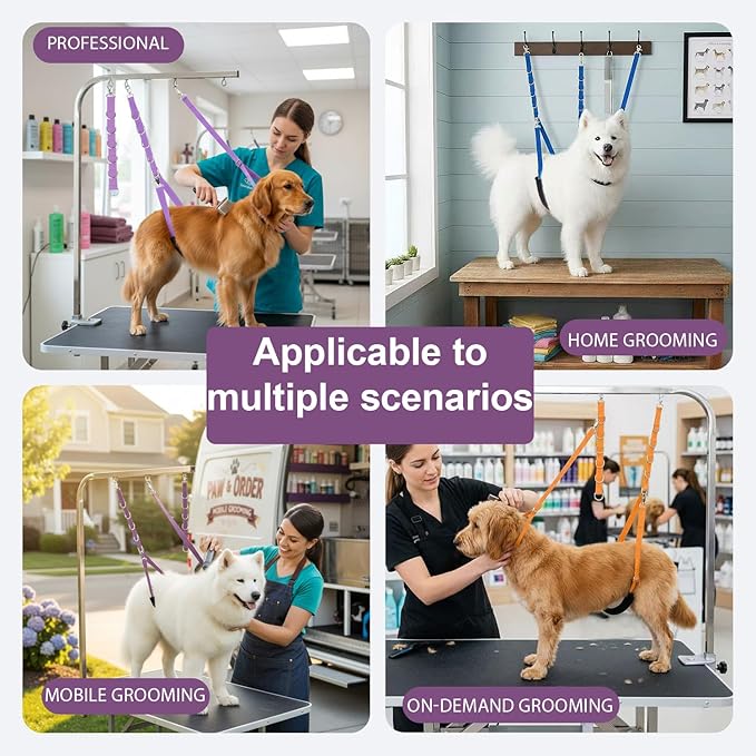 Dog Grooming Belly Straps Sky Blue Pet Grooming Supplies 3 Sets Professional Dogs Belly Band Pet Dogs Groomer Extension Strap Table Arm Loop Extender for Small Medium Large Pets (Sky Blue)