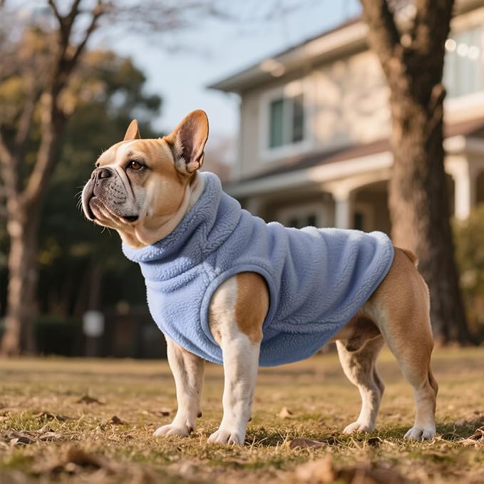 Idepet Dog Fleece Vest Sweater Zip Up Warm Pullover Dogs Jacket with D-Ring Leash Winter Cold Weater Coat Pet Sweatershirt Clothes Hoodie for Small Medium Dogs Boy Girl(Sky Blue,S)