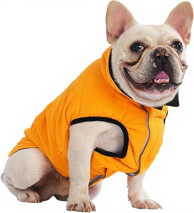 PetWarm Reversible Dog Cold Weather Coats, Waterproof Dog Puffer Vest, Vest for Dogs with Hook-and-Loop Strap, Windproof Outdoor Coat for Winter Walks and Snowy Days, Orange, XL