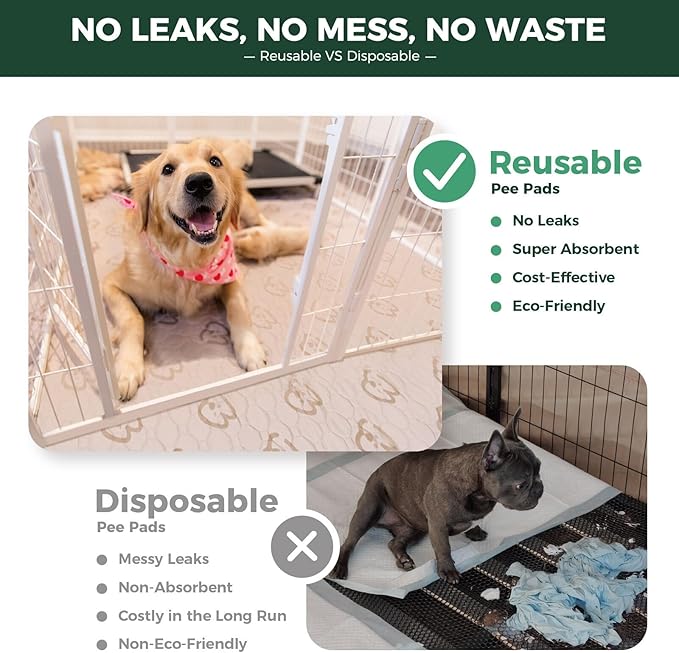 FXW Washable Pee Pads for Dogs, Puppy Pads with Super Absorbent, Specifically Designed for FXW Rollick/Homeplus 32/40/45inch 6 Panels Dog Playpen, 71" × 43" Rectangle, Khaki, 1 Pack