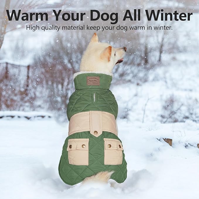 KYEESE Dog Coat Soft Pet Sweater for Cold Weather Windproof Dog Coats for Small Dogs Waterproof Dogs Jacket with Fleece Lined Warm Pet Winter Puffer Coat with Leash Hole Thick Cat Clothes with Pocket