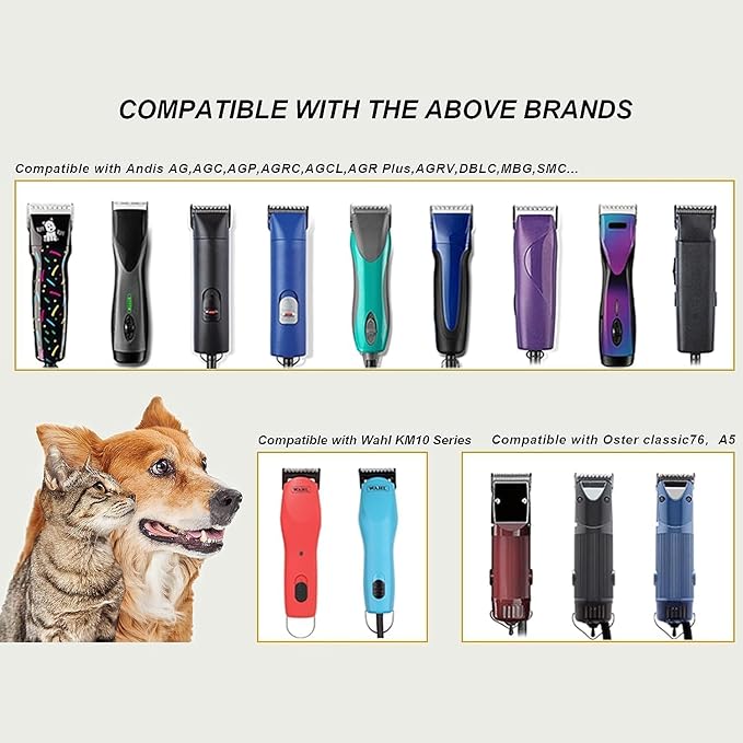 7FW+5FW+4FW Wide Blades for Dog Grooming, Compatible with Ainds, Oster A5, Wahl Km10 and Other Series Clippers, Cut Length 1/8"(3.2mm) to 3/8" (9.5mm), Fit for Larger Animals