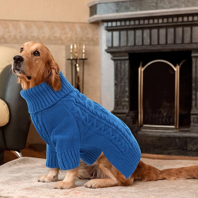 ASENKU Knitted Dog Sweater, Pullover Big Thermal Dog Winter Sweater, Turtleneck Doggy Sweaters for Large Medium Dogs Boy Girl,Warm Pet Sweatshirt for German Shepherd,Great Dane,4XL