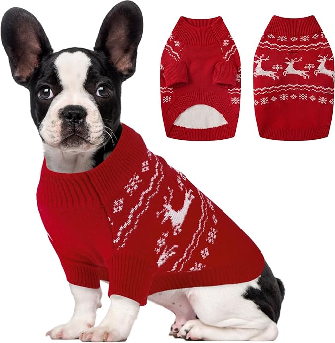 Christmas Dog Sweaters for Small Medium Large Dogs Classic Turtleneck Holiday Xmas Pet Clothes Cozy Stretchy Sweater for Chihuahua, Bulldog, Dachshund, Pug XX-Large