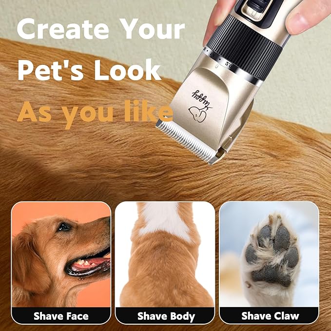 Dog Clippers for Grooming, Low Noise, Electric Quiet, Adjustable Clipper Comb for Dog Grooming Kit, Pet Hair Clippers Grooming kit for Dogs at Home