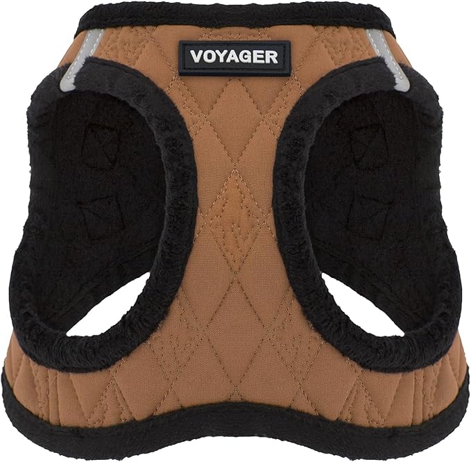 Best Pet Supplies - All Weather Mesh / Plush, Reflective, No Pull Harness for Small, Medium Dogs, Cats - Secure with Hook & Loop Fastener, Buckle, Double D-Rings - Beige Plush, XS