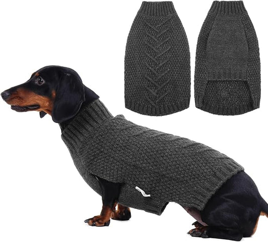 IECOii Medium Dog Sweater - Warm Sleeveless Sweater for Medium Dogs Girl Boy, Knitted Pullover Sweaters for Fall & Winter, French Bulldog Sweaters, Grey - L