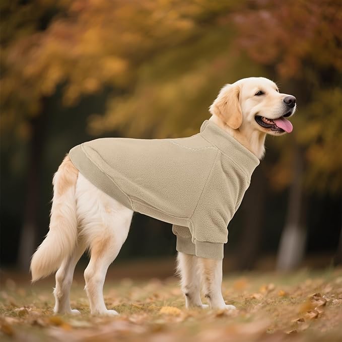 BRKURLEG Dog Sweater, Turtleneck Thick Dogs Sweatshirts Fleece Sweater, Dog Winter Coat for Small Medium Large Dogs, Pet Warm Sweaters with Zipper, Pullover Jacket with Sleeve (Light Coffee, XXL)