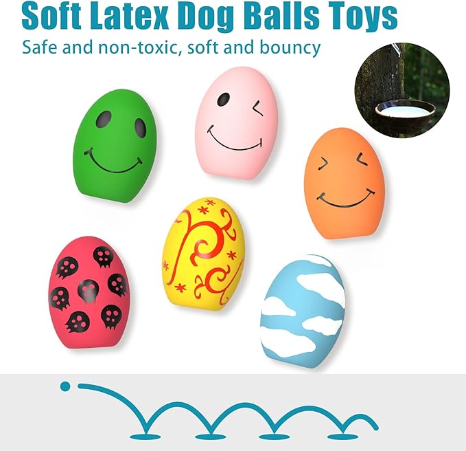 Dog Toys, Squeaky Latex Rubber Bouncy Balls, Squeaky Egg Dog Toys Balls, 3 Pack Interactive Squeak Dog Toy Set for Medium Large Breeds Dogs (3 Pack-B, Medium)