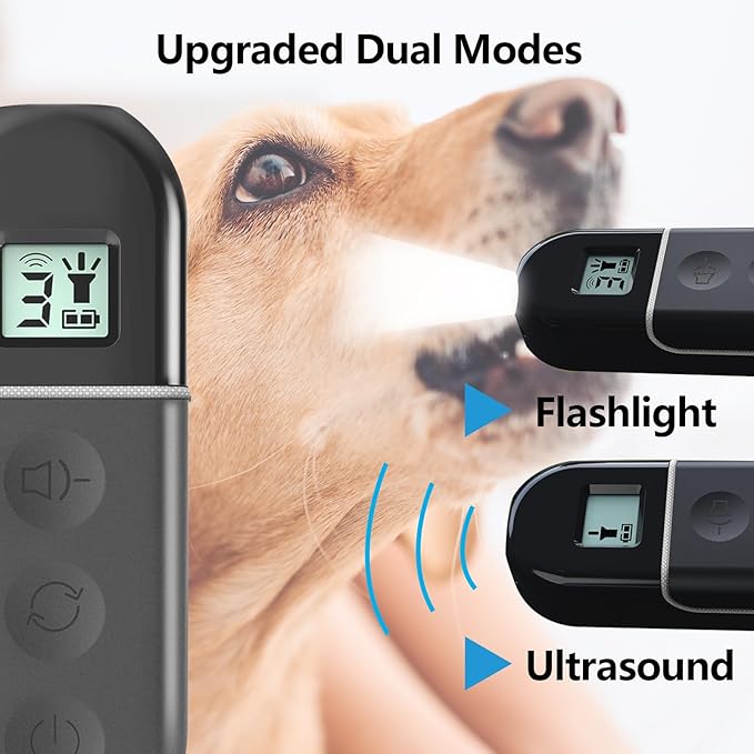 Anti Barking Device,3 in 1 Rechargeable Dog Barking Control Devices,Ultrasonic, LCD Screen Display Dog Bark Deterrent Safe for Human & Dogs up to 16.4 Ft Range Indoor & Outdoor(Black)