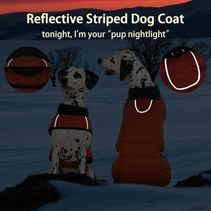MIGOHI Lightweight Dog Coat, Windproof Dog Jacket, Puffer Jacket for Small Dogs, Padded Vest with Reflective Strips, Warm Snow Vest in Cold Weather, Easy On Hook & Loop Belly, Caramel, S