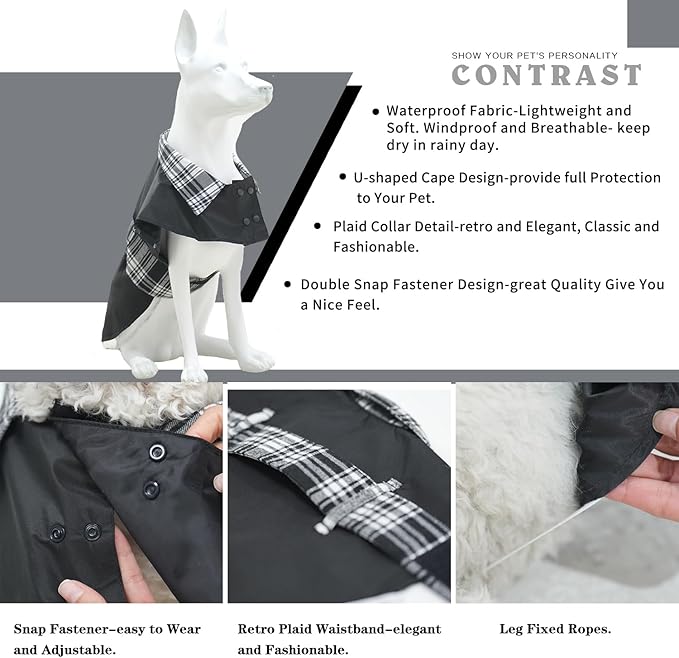 MAMORE Dog Jacket Waterproof Outdoor Vest for Smal Medium Large Dogs, Windproof Adjustable Breathable Lightweight Fashion Casual Dog Clothes (Black&White, X-Small)