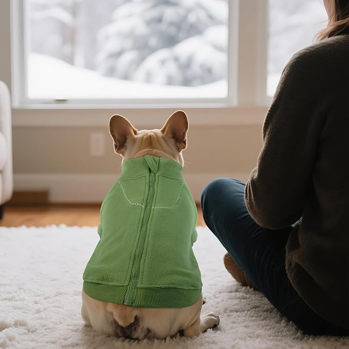 BRKURLEG Dog Sweater Warm Soft Fleece Dogs Sweaters, Turtleneck Sweatshirt for Small Medium Large Dogs, Dog Winter Coat, Christmas Pet Jacket with Zipper Cold Weather Coat (Green, XXXL)