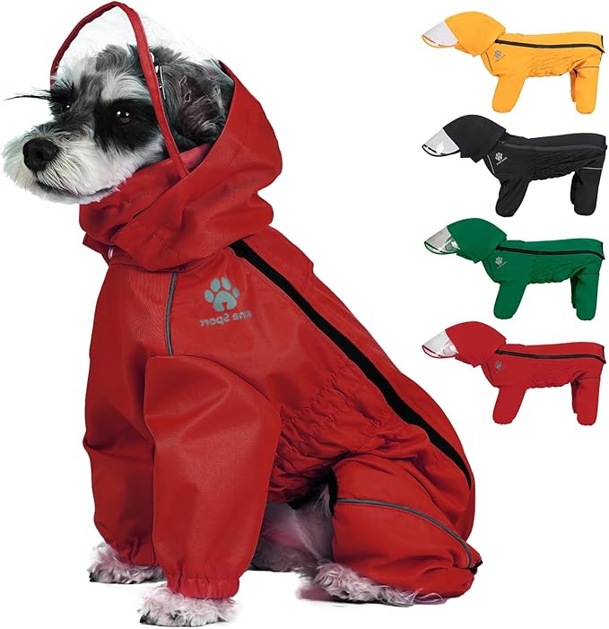 PINA Dog Raincoat, Waterproof Jacket with Hood, Lightweight Dog Coat, Poncho for Wet Weather, Full Wrap for Full Protection