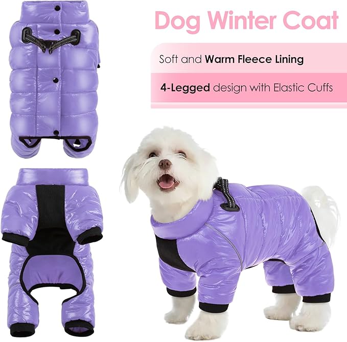 AOFITEE Dog Coat, Waterproof Dog Winter Jacket, Warm Fullbody Dogs Snowsuit, Winter Coat for Small Dogs, Zip Up Pet Puffer Jacket Fleece Vest, Outdoor Reflective Cold Weather Pet Coats, L