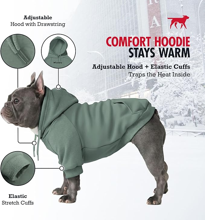 Tuff Pupper Dog Hoodie | Premium Quality 100% Organic Cotton | Ultra Soft Interior for Superior Comfort | Elastic Cuffs & Drawstring for Warmth | Stretch Fit Suitable for All Breeds (Teal, XL)