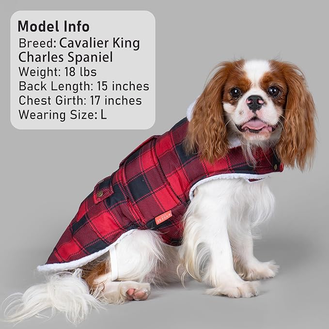 KYEESE Dog Coat Thick Dog Coats for Medium Dogs Soft Dogs Jacket with Pocket Waterproof Cat Clothes for Cold Weather Windproof Pet Sweater with Fleece Lined Warm Pet Winter Puffer Coat with Leash Hole