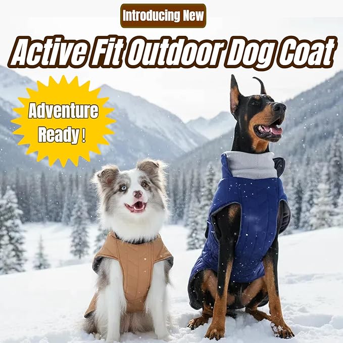 Outdoor Classic Quilted Upgraded Dog Winter Coat, Waterproof & Warmth Coats for Extra Large Dogs, Easy On & Off Jacket Chest Adjustable, Thick Pet Jackets for Great Dane Doberman(Khaki, 3XL)