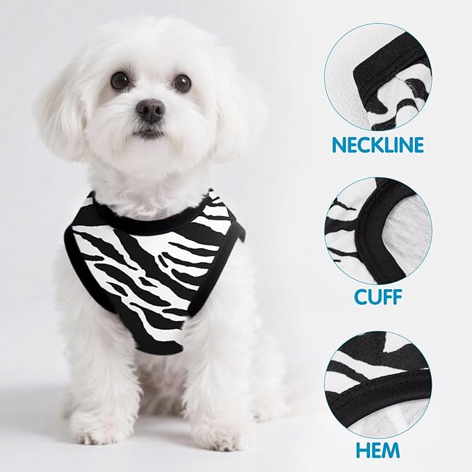 Adorable Zebra Print Dog Shirts – Lightweight, Cozy Outfit for Small to Medium Dogs, Soft & Snuggly Pet Wear for Everyday Comfort and Cuteness.Black L