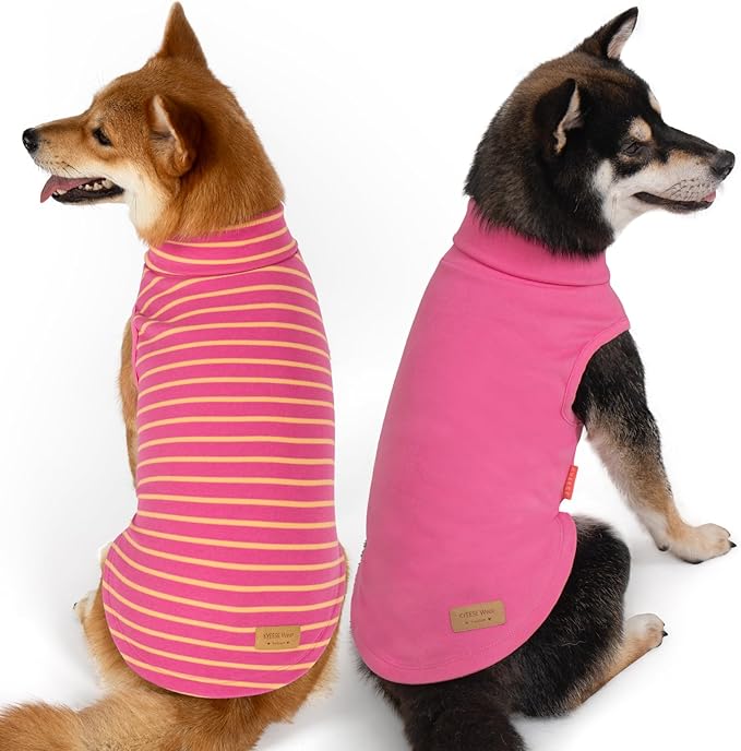 KYEESE 2Pack Dog Sweater Warm Dogs Clothes Turtleneck Dog Sweaters for Medium Dogs Girl Soft Pet Coats Turtleneck Pets Sweatshirt
