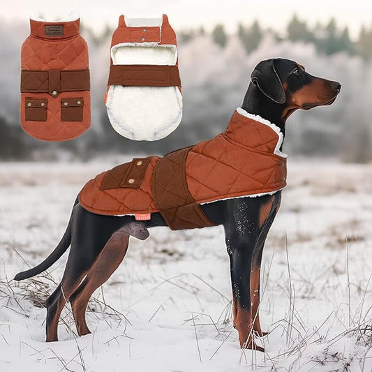 KYEESE Dog Coat Soft Dogs Jacket with Pocket Warm Pet Winter Puffer Coat with Leash Hole Windproof Pet Sweater with Thick Dog Coats for Medium Dogs Waterproof Pets Clothes for Cold Weather