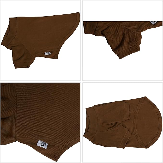 Lovelonglong Ribbed Dog T-Shirt Cotton Knitted Dog Sweaters for All Season Pet T-Shirts for Large Medium Small Dogs Coffee L