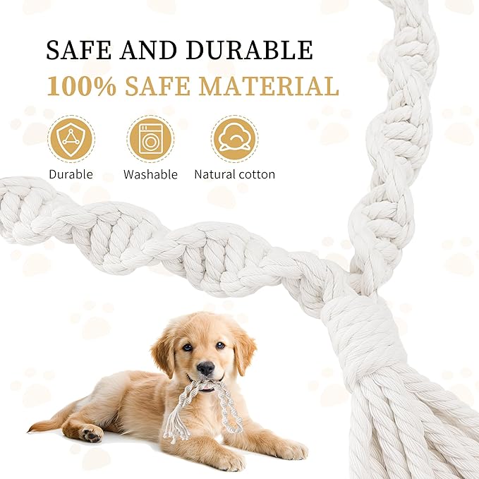 Dog Rope Toys for Small Aggressive Chewers, Tough Cotton Chew Toy, 16in Indestructible, Tug of War Dog Pull Rope Teeth Cleaning(2 pack-16Inch)