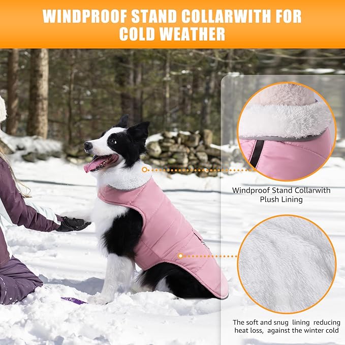 iBuddy Dog Winter Coats with Fleece Vest,Waterproof Warm Dog Snow Jacket Windproof, Reflective Adjustable Pet Dogs Cold Winter Coat for Large Dogs Girl Boy