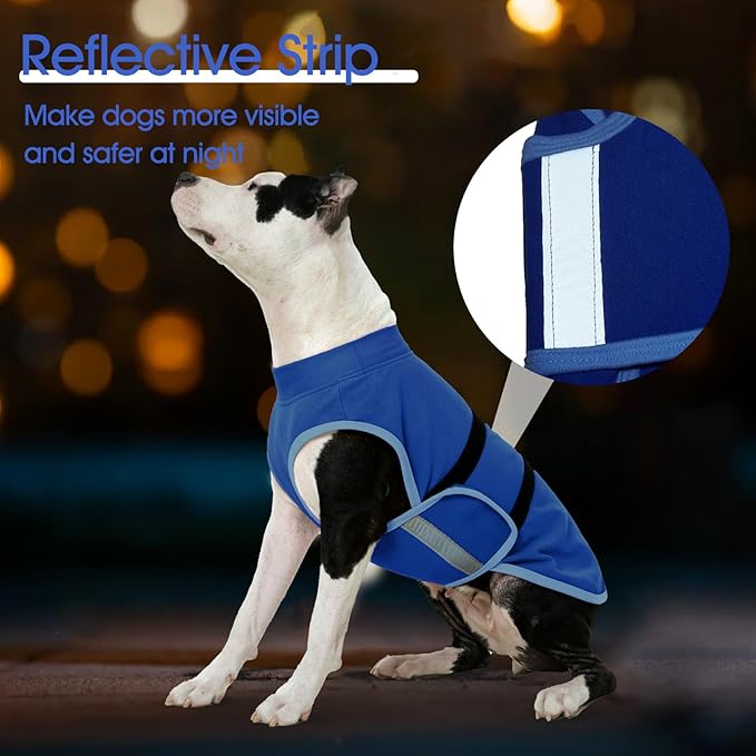IDOMIK Warm Fleece Dog Sweater for Large Dogs,Soft Winter Dog Fleece Jacket Coat for Fall Cold Weather,Adjustable Fleeced Vest with Reflective Strips,Pullover Pet Sweatshirt for Girl Boy Dogs,Blue,2XL