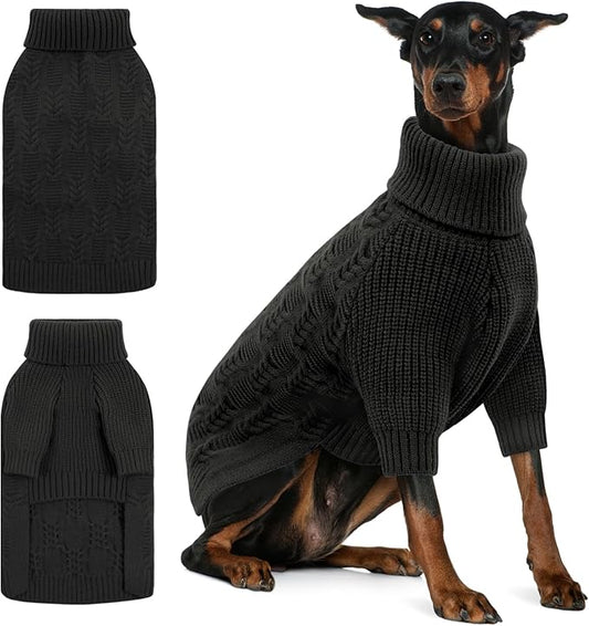 ASENKU XL Dog Sweater, Dogs Sweaters for Extra Large Dogs Girls Boys, Fall Winter Turtleneck Pullover Pet Christmas Sweatshirt for Beagle Corgi (Grey,XL)