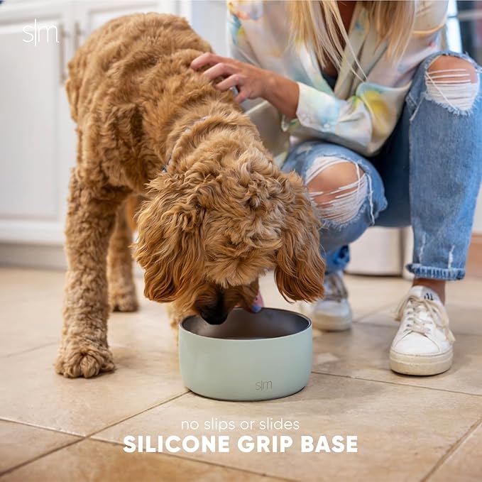 Simple Modern Stainless Steel Pet Water Bowl for Dogs & Cats | Insulated Stainless Steel Food Bowls for Dog Cat | No Tip No Slip BPA Free | Bentley Collection | Large (8 Cups) | Midnight Black