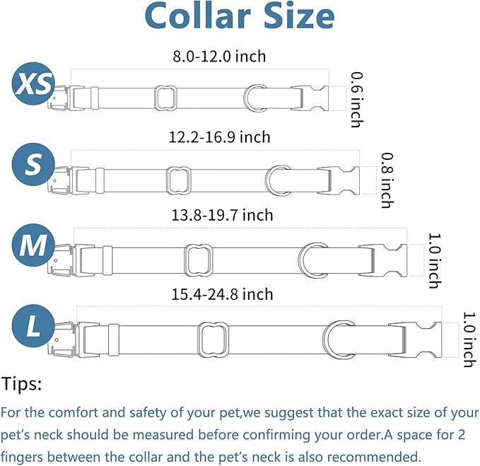 Soft Leather Dog Collar and Leash (6.6') Set - Stylish Rose Gold Heavy Duty Metal Buckle, 4 Adjustable Lengths Leash for Small Medium Large Dogs - Comfortable & Easy to Clean Light Blue L(15.4"-24.8")
