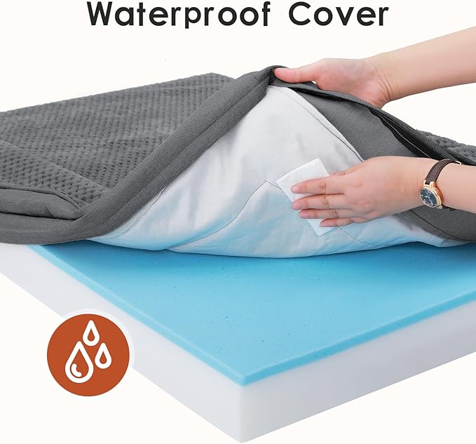 Orthopedic Dog Beds Large Sized Dog, Memory Foam Pet Bed for Large Dogs, Washable Removable Cover, Nonskid Bottom, Waterproof, 36x27x6 Inches, Dark Grey