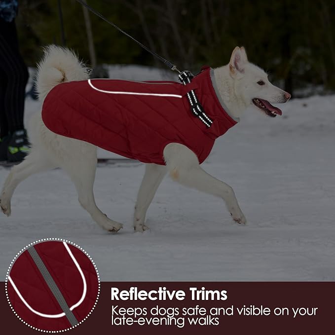 AOFITEE Coat for Extra Large Dogs, Warm Turtleneck Dog Winter Jacket with Back Zipper, Waterproof Dog Puffer Jacket for Large Dogs, XL Pet Coat Warm Snowsuit for Corgi, Border Collie, Beagle