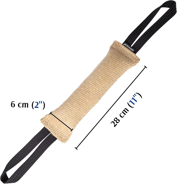 Dingo Gear, Natural Jute tug Toy for Dog Training Agility tug of war, Bumper Toy Dog bite, 2 Handles 11" S00146