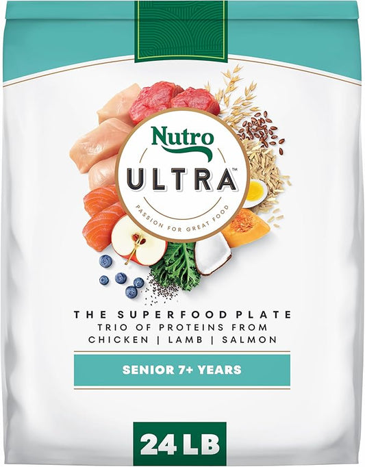 Nutro Ultra Senior Dry Dog Food with a Trio of Proteins from Chicken, Lamb and Salmon, 24 lb Bag