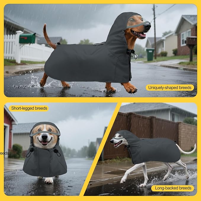 DENTRUN Dog Rain Jacket for Poodle, Bichon – Breathable Mesh Lined, No-Sleeves Easy Wear – Perfect for Rainy Day Walks, Park Visits, Travel, M