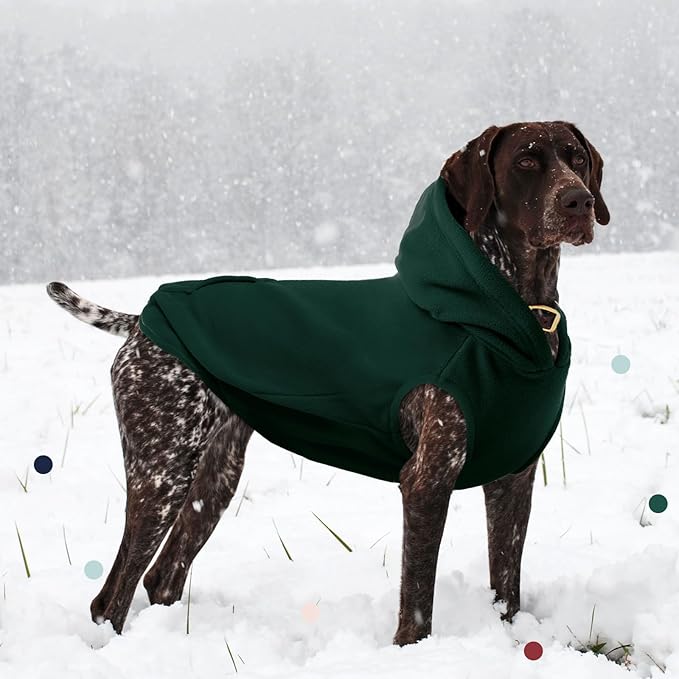 IECOii Dog Hoodie,Polar Fleece Dog Sweatshirt Fall Dogs Sweater with Hood,Warm Sweaters for Medium Dogs Boy Girl,Sleeveless Pet Hoodie Medium Size Winter Clothes for Pug,Jack Russell,Green,M