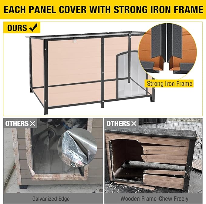 Aivituvin Heated Dog House Outdoor Extra Large 59" Dog Kennel with Insulation Liner Strong Iron Frame Construction Pet Cage with Insulted Liner Keep Warm in Winter Weatherproof Design, Heater Include
