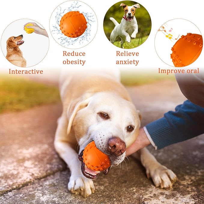 Hiboom 12 Pcs Squeaky Dog Toy Balls Reliable Rubber Squeaker Fun Interactive Puppy Chew Toys Outdoor Beach Ball for Large and Small Pet Aggressive Chewers