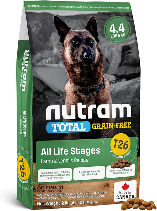 T26 Grain-Free Lamb & Lentils Dry Dog Food | High Protein, Chicken-Free Kibble with Pumpkin, Flaxseed & Salmon Oil | Easily Digestible, Allergy-Friendly for Puppies, Adults & Seniors (4.4 LBS)