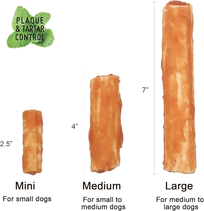 Gluten Free Rawhide Free Dog Chew Chicken Rolls Mini 2.5" for Small Dogs 10 pcs/Pack (Mini 2.5" 10pcs/Pack x2 Packs)
