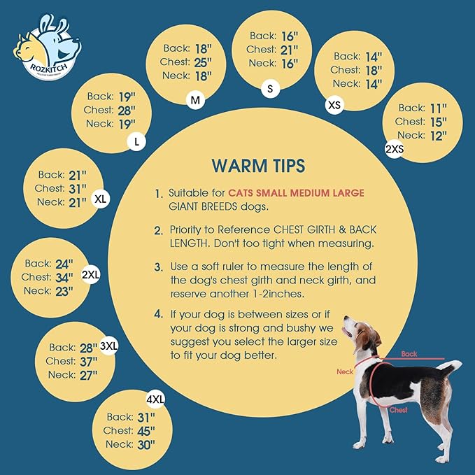ROZKITCH Dog Winter Clothes, Pet Windproof Warm Cold Weather Jacket Vest Cozy Jumpsuit Apparel Outfit Clothes for Small Medium Dog Walking Hiking Sleep Blue S