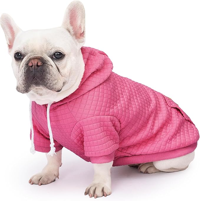 2 Pack Dog Hoodie Sweaters for Small Medium Dogs Warm Dog Clothes for Large Dogs Soft Waffle-Like Laminated Sweatshirt Bulldog (Pink+Rose, XXS (Back: 8",Chest: 11", Neck: 7.9"))