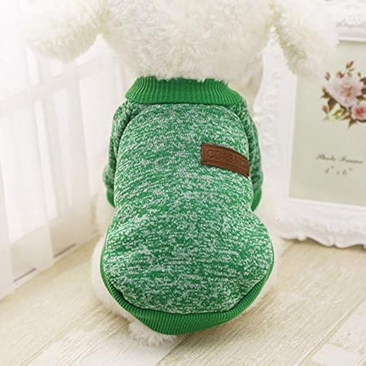 Idepet Pet Dog Classic Knitwear Sweater, Fleece Coat for Small,Medium Dogs,Warm Pet Dog Cat Clothes,Soft Puppy Customes (XXL, Green)