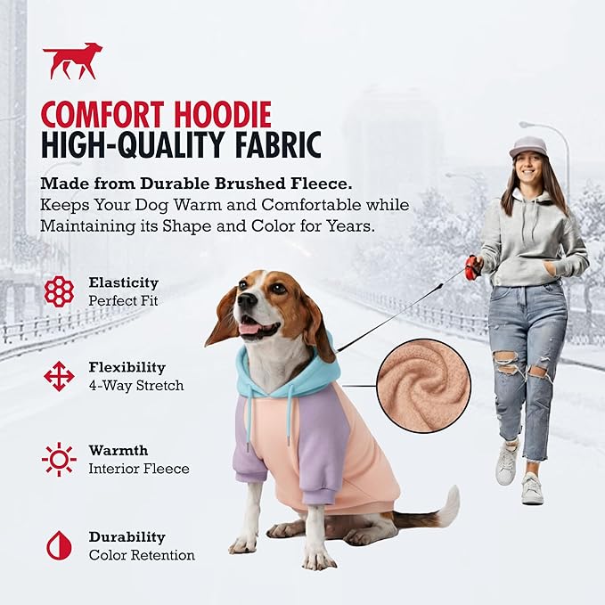 Tuff Pupper Dog Hoodie | Premium Quality 100% Organic Cotton | Ultra Soft Interior for Superior Comfort | Elastic Cuffs & Drawstring for Warmth | Stretch Fit Suitable for All Breeds (Pastel, M)