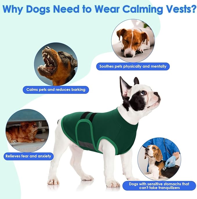 MIGOHI Breathable Dog Anxiety Calming Vest,Dog Firework Anxiety Relief Vest,Dogs Stress and Anxiety Relief Coat,Anxiety Vest for Large Dogs,XL,Green